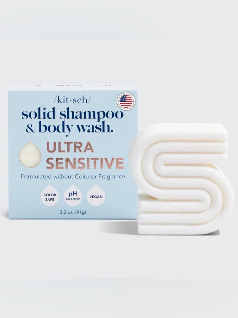 Kitsch Ultra Sensitive Shampoo & Body Wash Bar Fragrance Free by Kitsch